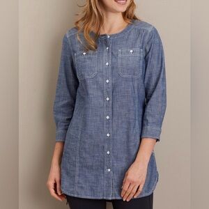 Duluth Trading Free Range Organic Chambray Tunic | XL | Pockets